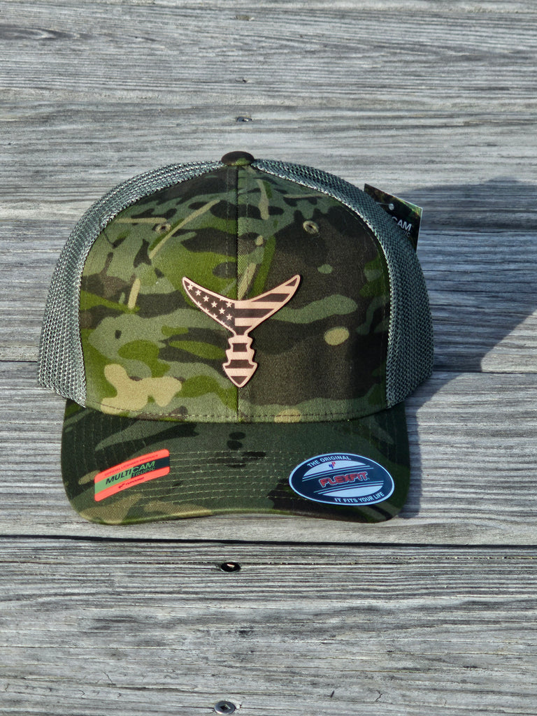 American Leather Patch - Tropic Cam/Green Chasing Tail Multi Flex-Fit – Hat