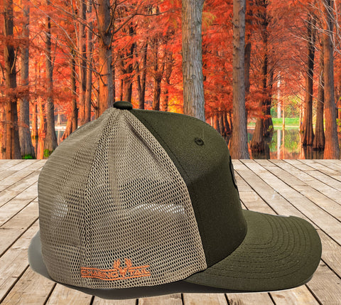 Deer Leather Patch - Olive Green/Tan Snap Back Hat